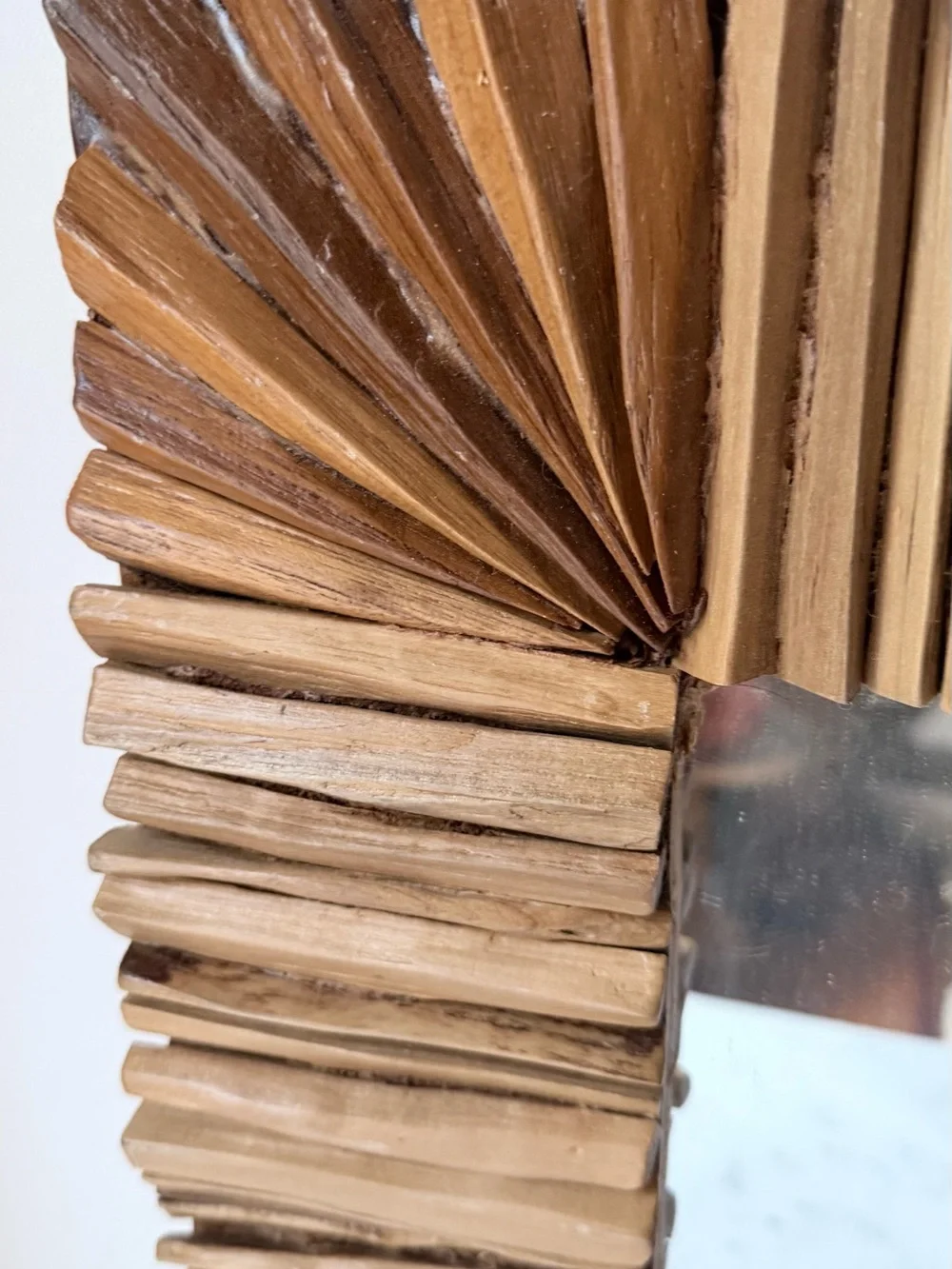 Handcrafted Brown Wooden Square Wall Mirror